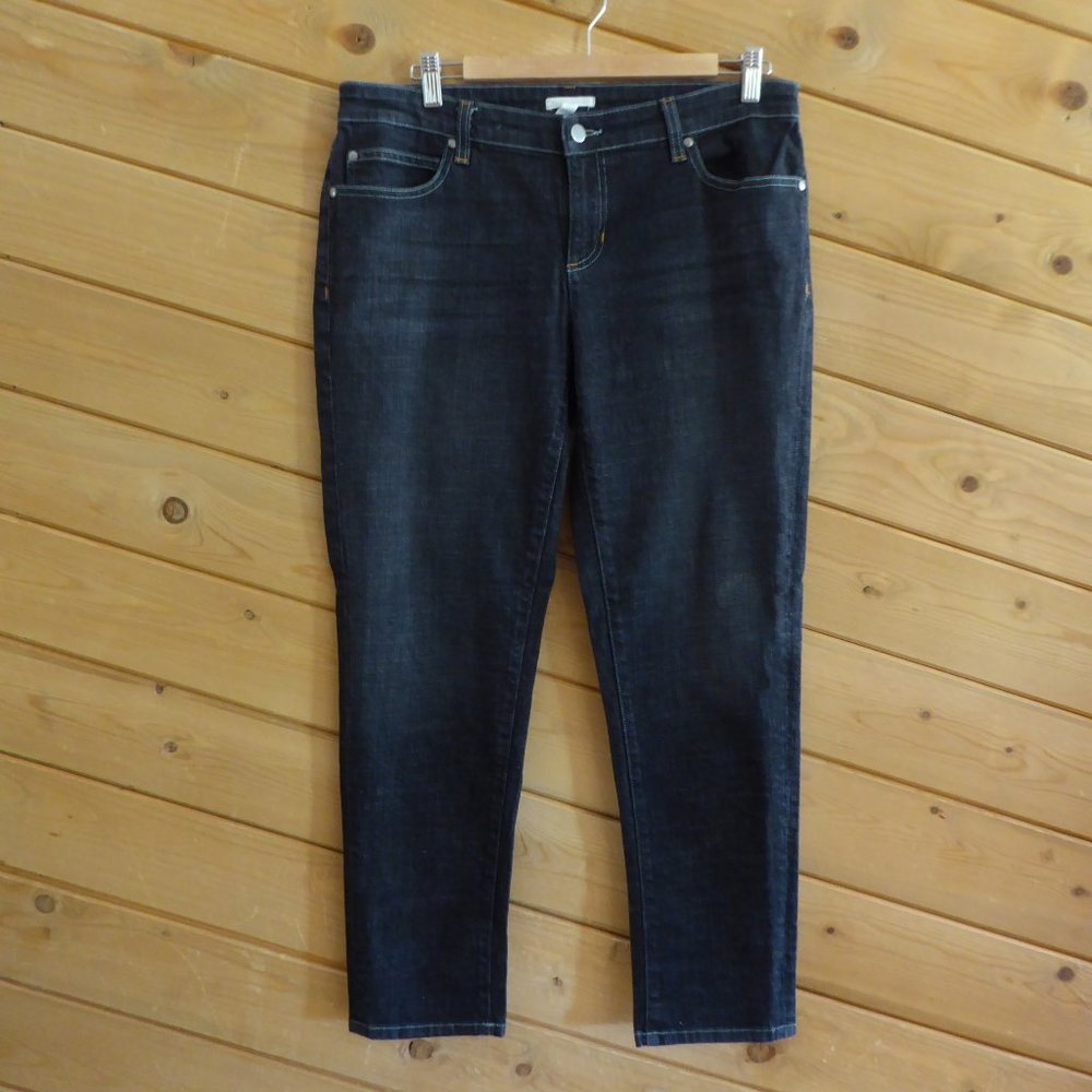 Eileen Fisher Light Black Organic Cotton Crop Ankle Slim Casual Jeans 10